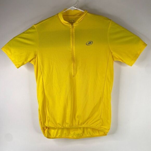 Ascis Mens Yellow Performance Quarter Zip Short Sleeve Comfort T Shirt Size M - Picture 1 of 7
